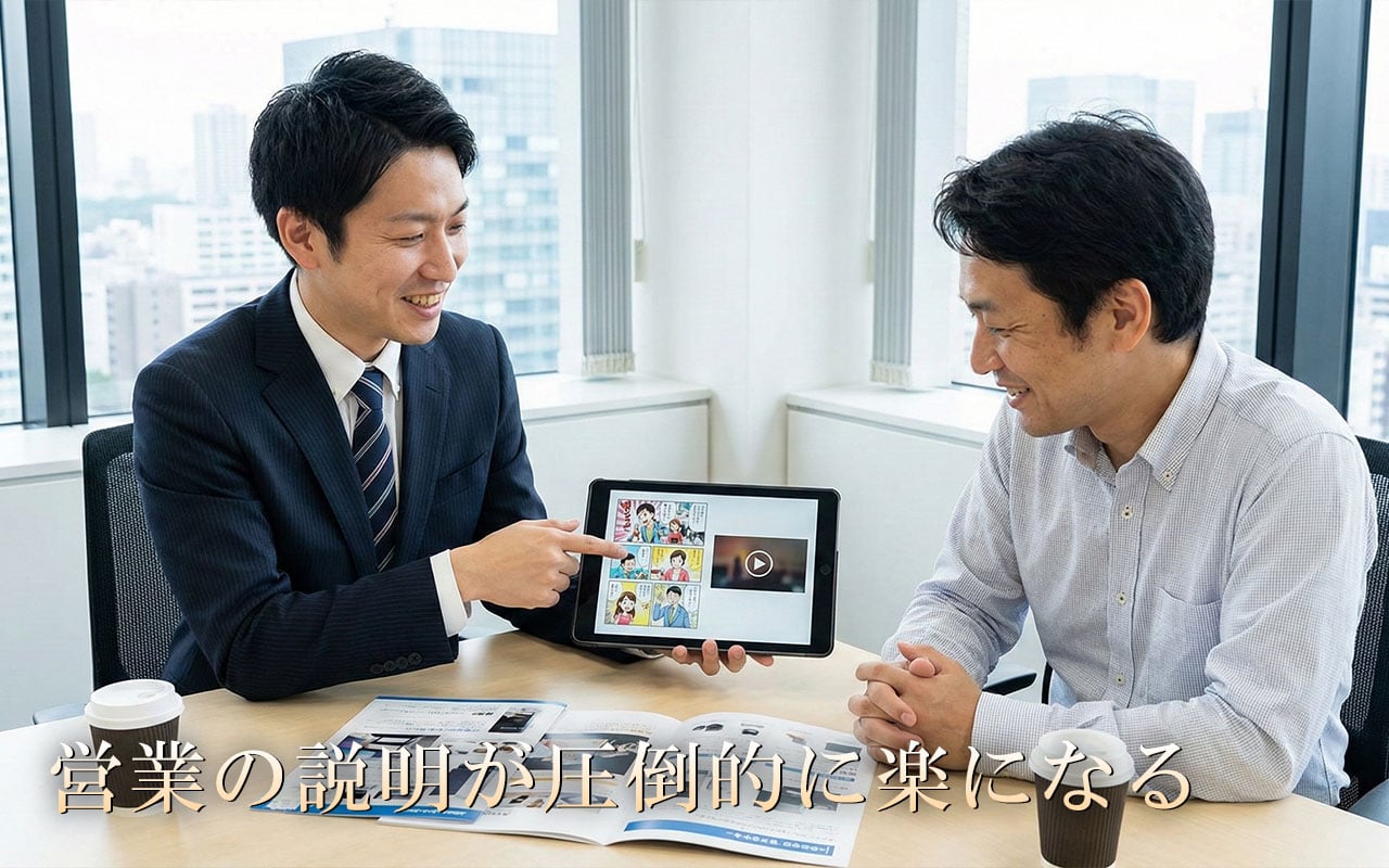 商品マンガで営業成約率が向上する様子 - BtoB営業支援ツールとしての活用事例